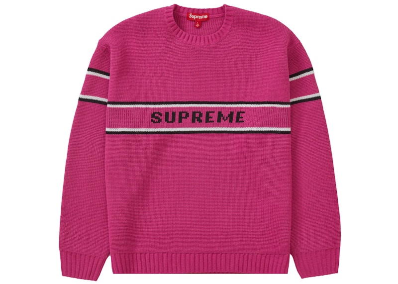 Buy Supreme Appliqué Cable Knit Sweater Pink - Novelship