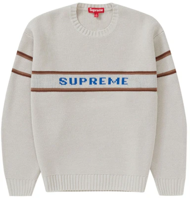 Buy Supreme Chest Stripe Sweater (FW23) White - Novelship Buy Supreme Chest Stripe Sweater (FW23) White - Novelship