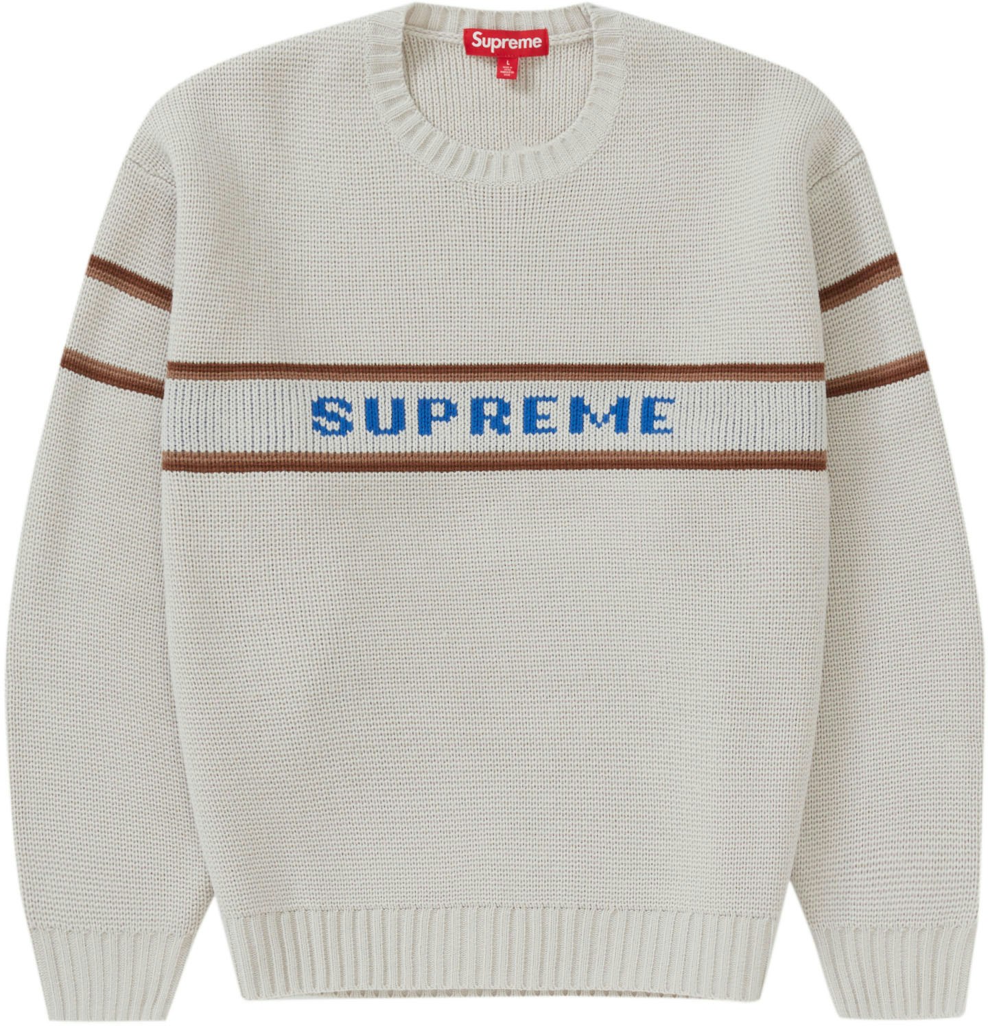 Supreme Chest Stripe Sweater (FW23) White - Novelship