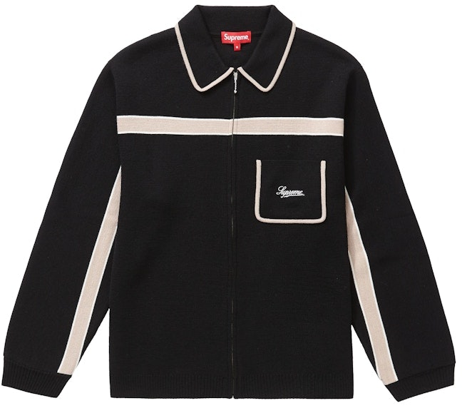supreme-chest-stripe-zip-up-cardigan-black