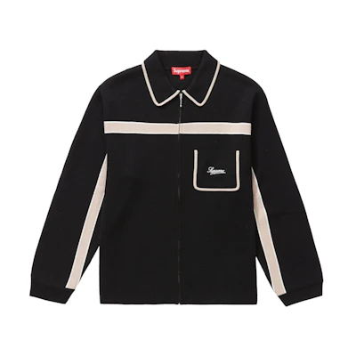 Supreme Chest Stripe Zip Up Cardigan Black