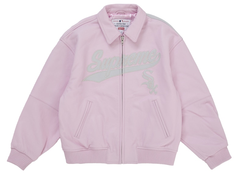 Supreme Chicago White Sox Leather Varsity Jacket Pink