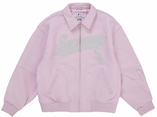 シュプリーム シカゴ ホワイトソックス レザーバーシティジャケット ピンク Buy シュプリーム シカゴ ホワイトソックス レザーバーシティジャケット ピンク
