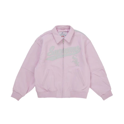Supreme Chicago White Sox Leather Varsity Jacket Pink