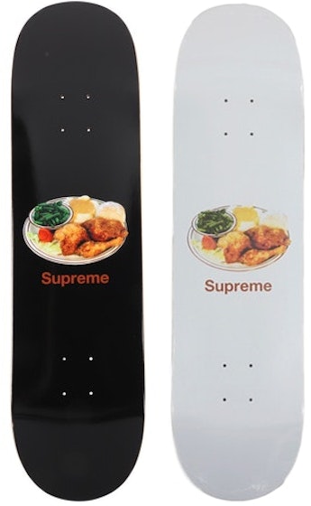 supreme-chicken-dinner-skateboard-deck-black-white-set
