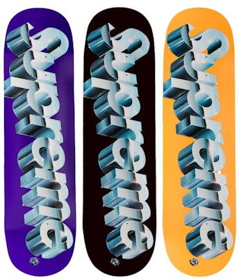 Supreme Dek Skateboard Chrome Logo Hitam/Oranye/Ungu Set Buy Supreme Dek Skateboard Chrome Logo Hitam/Oranye/Ungu Set