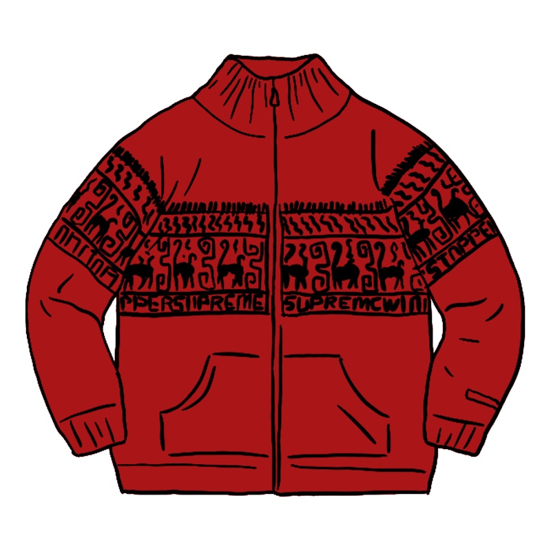 Supreme Chullo Windstopper Zip Up Sweater Red