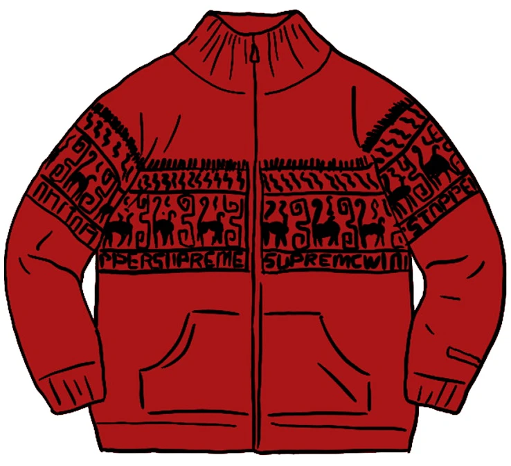 supreme-chullo-windstopper-zip-up-sweater-red