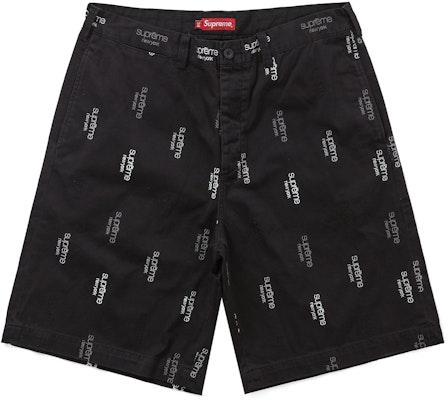 supreme Classic Logo Chino Short Black- supreme Classic Logo Chino Short Black-