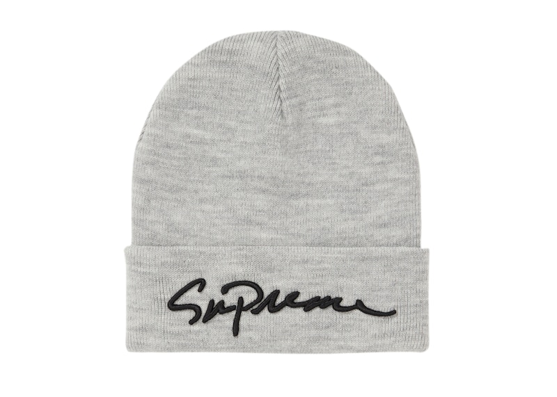 Supreme Classic Script Beanie Grey
