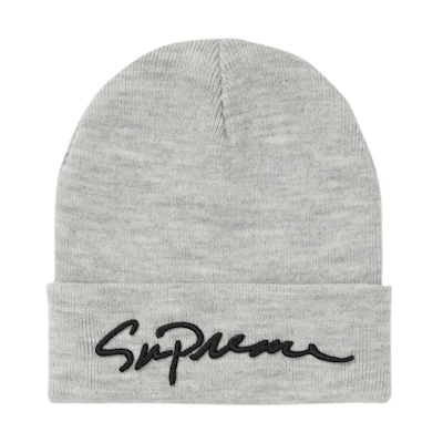 Supreme Classic Script Beanie Grey