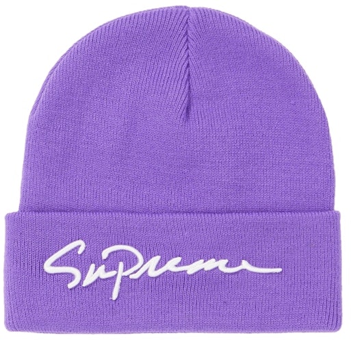 supreme-classic-script-beanie-purple