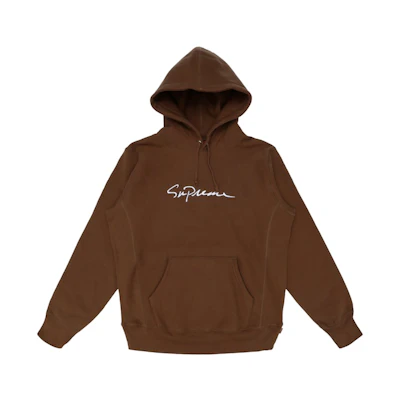 Supreme Classic Script Hooded Sweatshirt Brown