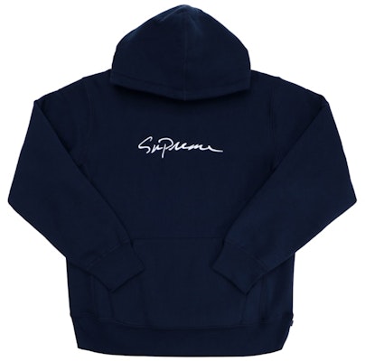 Supreme Classic Script Hooded Sweatshirt Navy Buy Supreme Classic Script Hooded Sweatshirt Navy