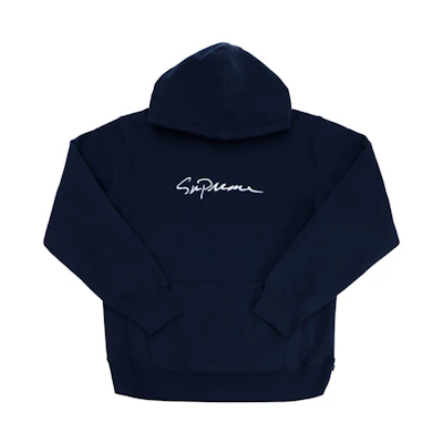 Supreme Classic Script Hooded Sweatshirt Navy