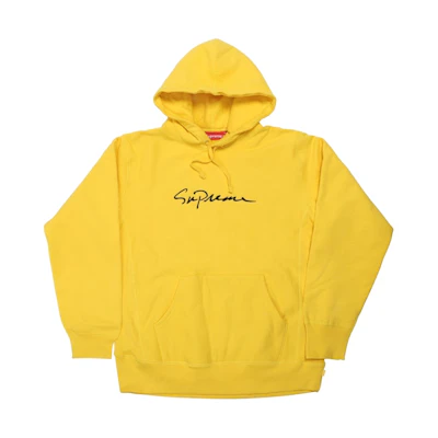 Supreme Classic Script Hooded Sweatshirt Yellow