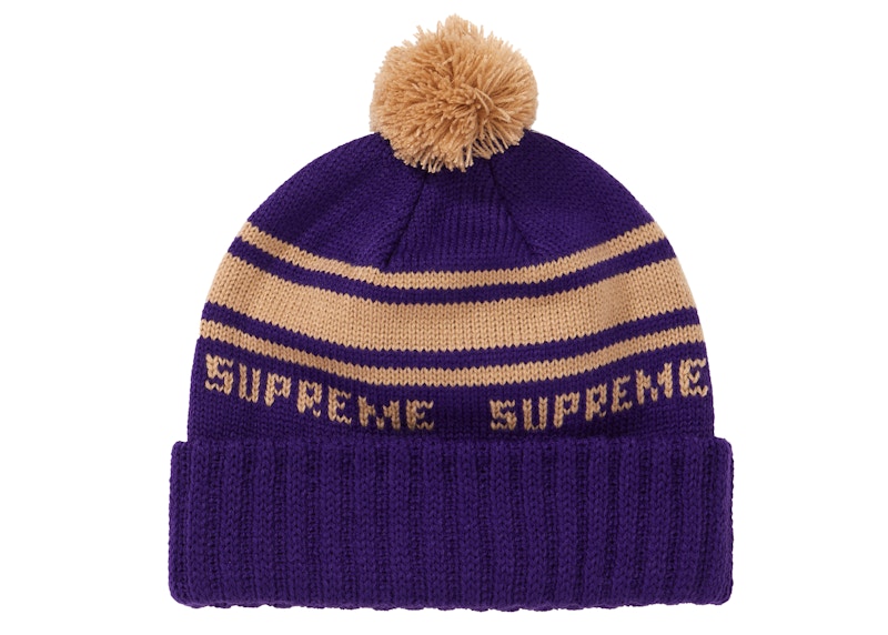Buy Supreme Beanie Ungu Garis Klasik