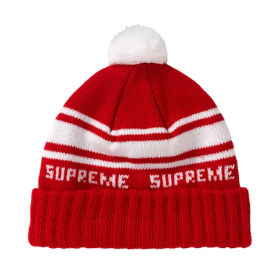 Supreme Classic Stripe Beanie Red