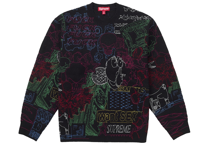Supreme Collage Embroidered Sweater Black