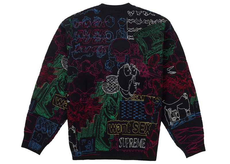 Order Supreme 拼貼刺繡毛衣 黑色