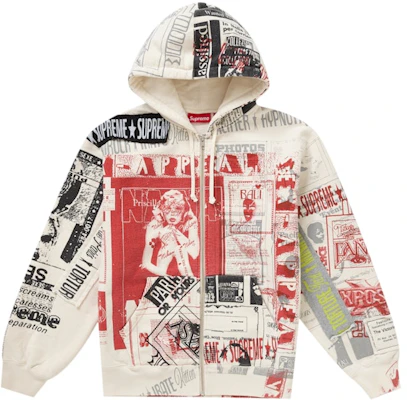 Supreme 拼貼連帽拉鍊衛衣 白色 Buy Supreme 拼貼連帽拉鍊衛衣 白色