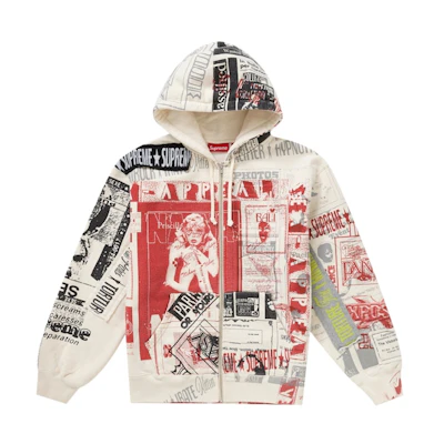 Supreme Collage Zip Up Hooded Sweatshirt White