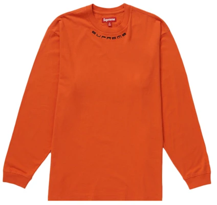 Supreme Top de Manga Larga Naranja con Logo en el Cuello Buy Supreme Top de Manga Larga Naranja con Logo en el Cuello