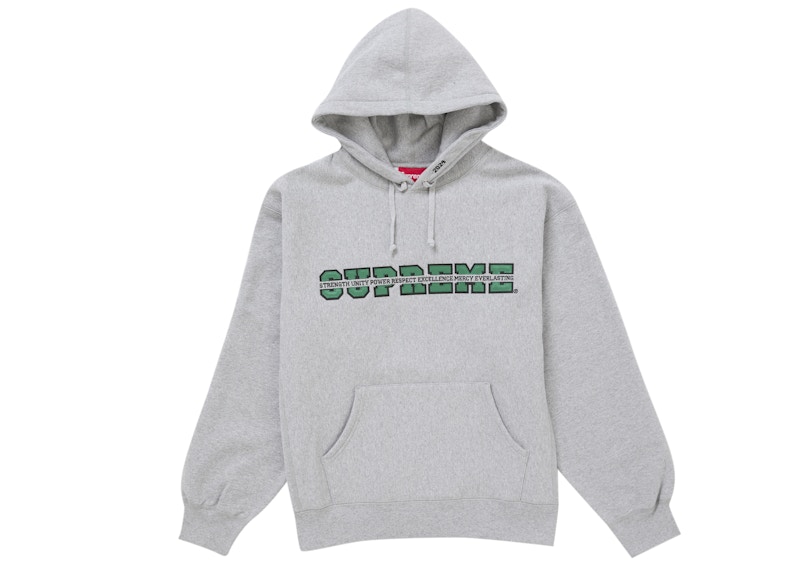 Supreme Collegiate Acronym Hooded Sweatshirt Heather Grey