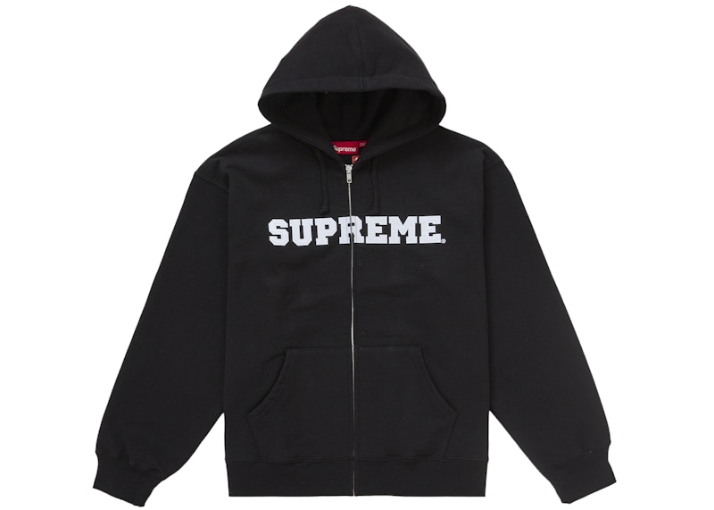 Supreme Collegiate Applique Zip Up Hooded Sweatshirt Black