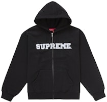Supreme Collegiate Applique Zip Up Hooded Sweatshirt Black Supreme Collegiate Applique Zip Up Hooded Sweatshirt Black