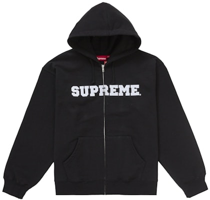 Supreme 大學字母貼布拉鍊連帽衛衣 黑色 Buy Supreme 大學字母貼布拉鍊連帽衛衣 黑色