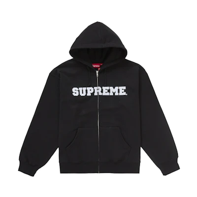 Supreme Collegiate Applique Zip Up Hooded Sweatshirt Black