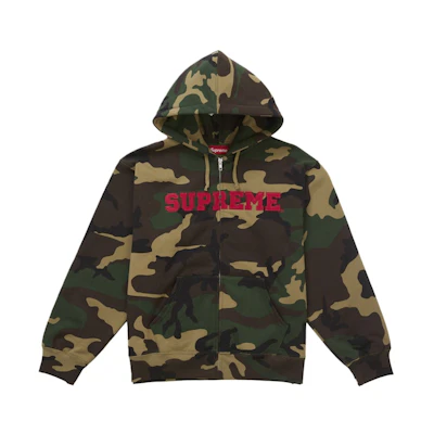 Supreme Collegiate Applique Zip Up Hooded Sweatshirt Woodland Camo