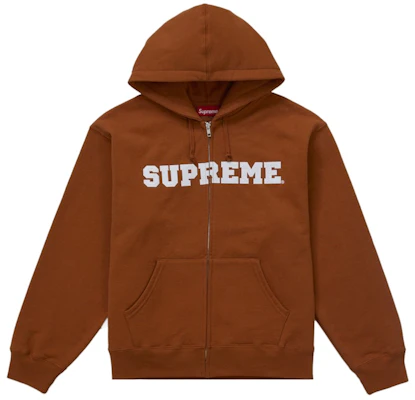 Supreme 大学字母贴花拉链连帽衫 锈色 Buy Supreme 大学字母贴花拉链连帽衫 锈色
