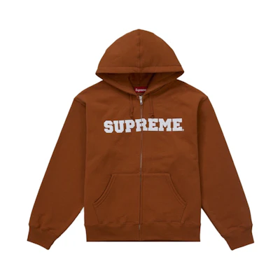 Supreme Collegiate Applique Zip Up Hooded Sweatshirt Rust