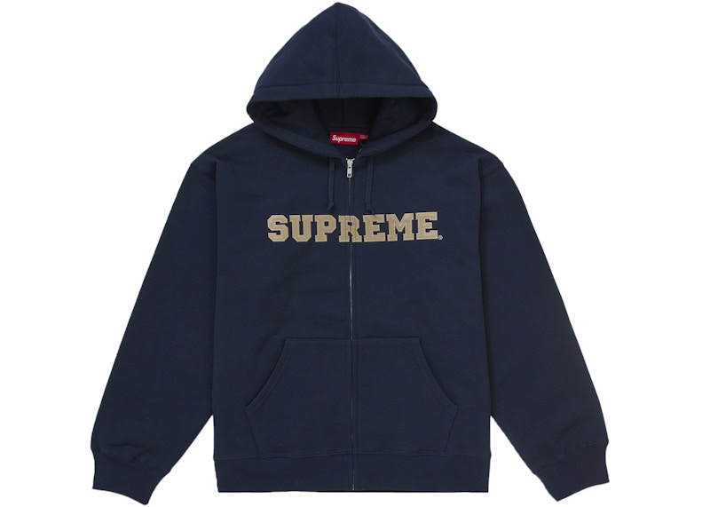 Supreme Collegiate Applique Zip Up Hooded Sweatshirt Navy