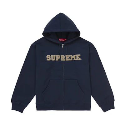 Supreme Collegiate Applique Zip Up Hooded Sweatshirt Navy