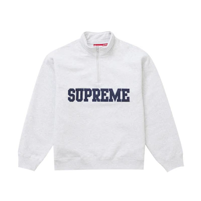 Supreme Collegiate Half Zip Pullover Ash Grey