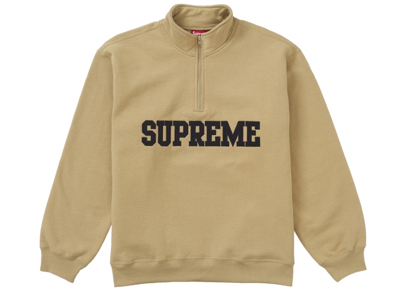 Supreme Collegiate Half Zip Pullover Dark Tan