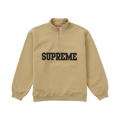 Supreme Collegiate Half Zip Pullover Dark Tan