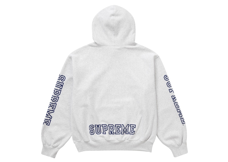 Order Supreme Collegiate Hoodie Lengan Panjang Abu-Abu Ash Grey.