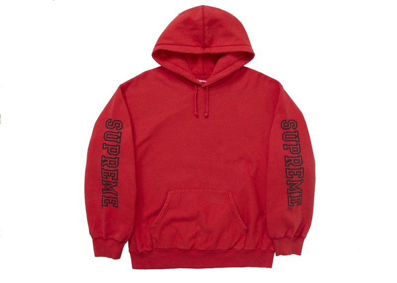 Buy Supreme 大學袖連帽衛衣 燒紅色