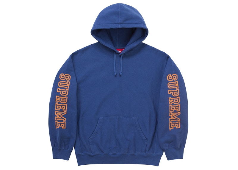 Buy Supreme 大学风袖子连帽卫衣 深皇家蓝