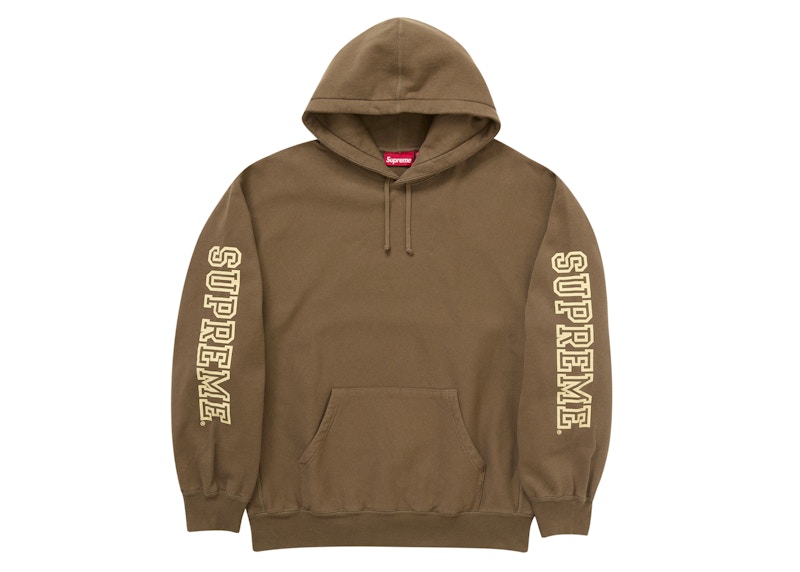 Supreme Collegiate Sleeve Hooded Sweatshirt Olive Brown