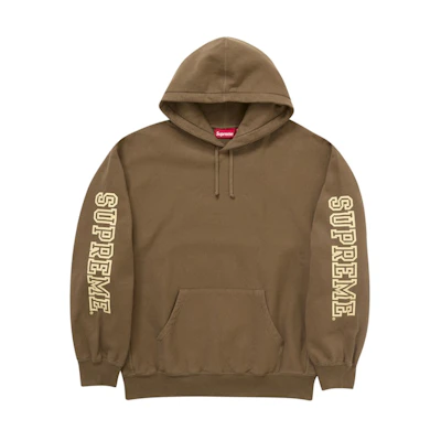 Supreme Collegiate Sleeve Hooded Sweatshirt Olive Brown
