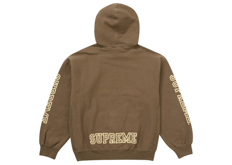 Supreme Collegiate Sleeve Hooded Sweatshirt Olive Brown 圖 2