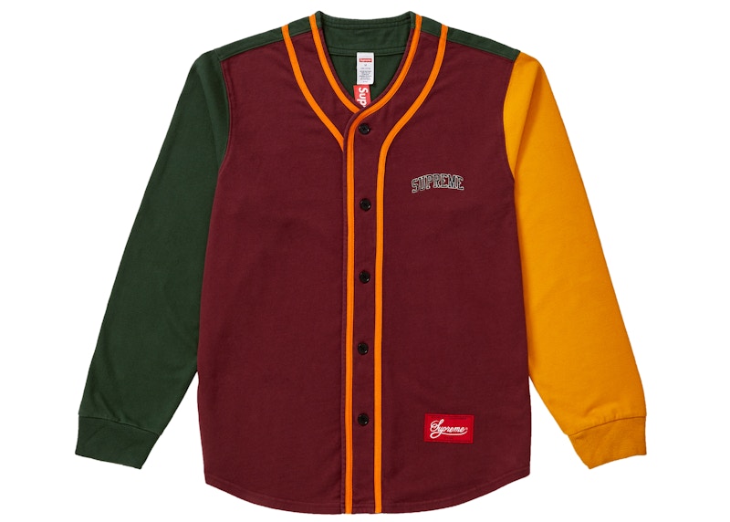 Supreme Color Blocked Baseball Top Burgundy