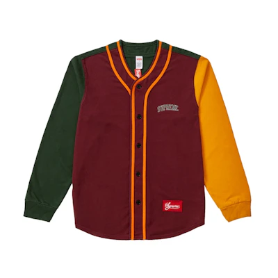 Supreme Color Blocked Baseball Top Burgundy