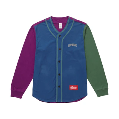 Supreme Color Blocked Baseball Top Navy