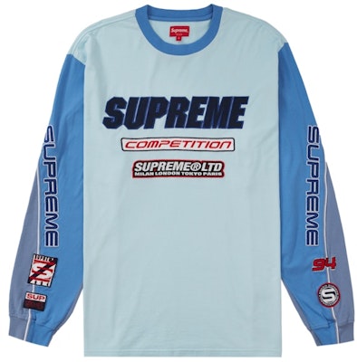 슈프림 라이트 블루 컴피티션 긴팔 티셔츠
Buy 슈프림 라이트 블루 컴피티션 긴팔 티셔츠